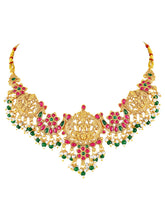 Peora Antique Ruby Green Lakshmi Necklace Set