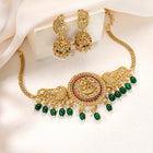 Peora Temple Peacock Divine Lakshmi Necklace Set
