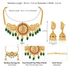 Peora Temple Peacock Divine Lakshmi Necklace Set