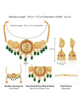 Peora Temple Peacock Divine Lakshmi Necklace Set