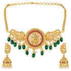 Peora Temple Peacock Divine Lakshmi Necklace Set