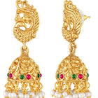 Peora Temple Peacock Divine Lakshmi Necklace Set