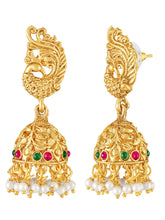 Peora Temple Peacock Divine Lakshmi Necklace Set
