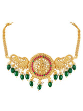 Peora Temple Peacock Divine Lakshmi Necklace Set