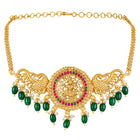 Peora Temple Peacock Divine Lakshmi Necklace Set