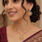 Peora Floral Radiant Petal Necklace Set - Gold