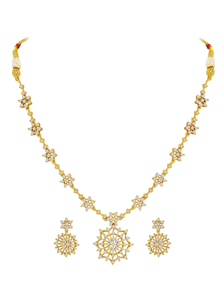 Peora Floral Radiant Petal Necklace Set - Gold