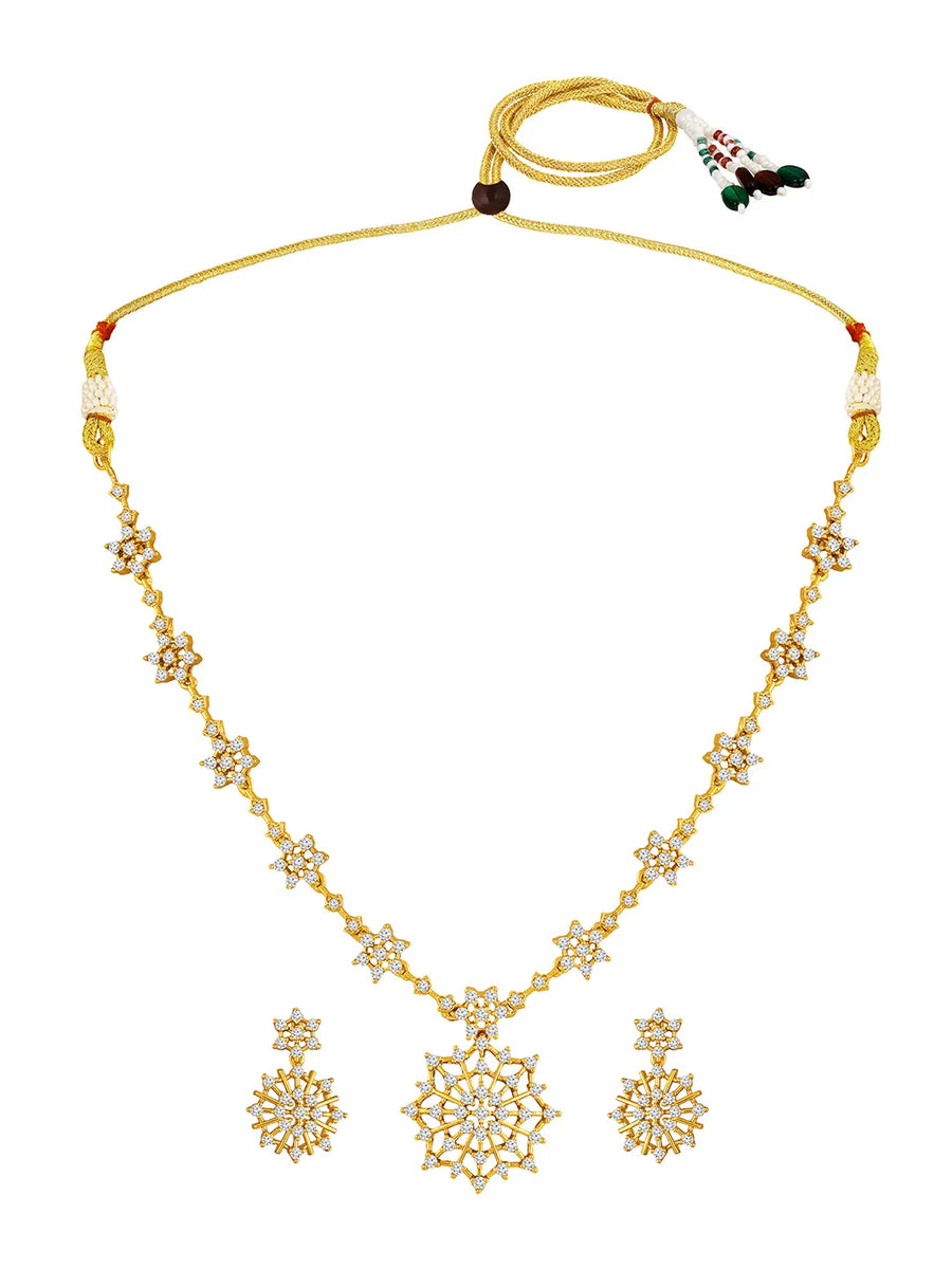 Peora Floral Radiant Petal Necklace Set - Gold