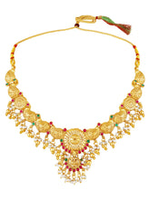 Peora Antique Floral Ruby Pearl Jhumka Set