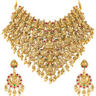 Peora Heavy Mahalakshmi Bridal Necklace Set - Gold
