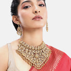 Peora Heavy Mahalakshmi Bridal Necklace Set - Gold