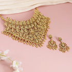 Peora Heavy Mahalakshmi Bridal Necklace Set - Gold