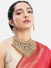 Peora Heavy Mahalakshmi Bridal Necklace Set - Gold