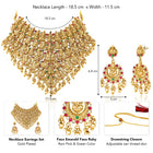 Peora Heavy Mahalakshmi Bridal Necklace Set - Gold