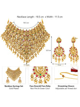 Peora Heavy Mahalakshmi Bridal Necklace Set - Gold