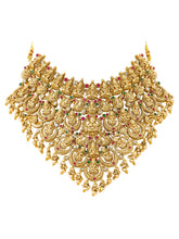 Peora Heavy Mahalakshmi Bridal Necklace Set - Gold