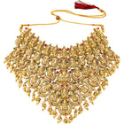 Peora Heavy Mahalakshmi Bridal Necklace Set - Gold
