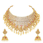 Peora Havey Regal Kasu Bridal Necklace Set - Gold