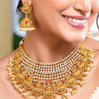 Peora Havey Regal Kasu Bridal Necklace Set - Gold