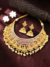 Peora Havey Regal Kasu Bridal Necklace Set - Gold