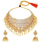 Peora Havey Regal Kasu Bridal Necklace Set - Gold