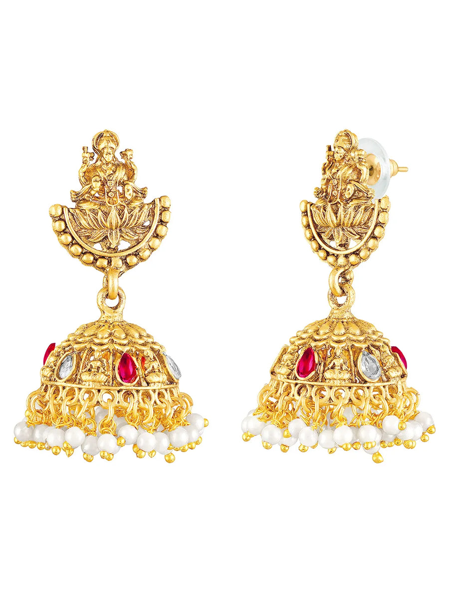 Peora Havey Regal Kasu Bridal Necklace Set - Gold