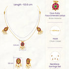 Peora Ruby Green Bloom Necklace Set - Gold
