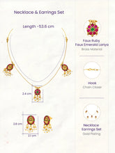 Peora Ruby Green Bloom Necklace Set - Gold