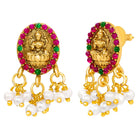 Peora Ruby Green Bloom Necklace Set - Gold