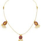 Peora Ruby Green Bloom Necklace Set - Gold