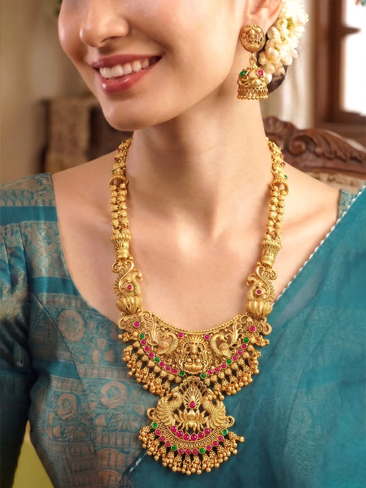 Peora Royal Bridal Necklace Set - Gold
