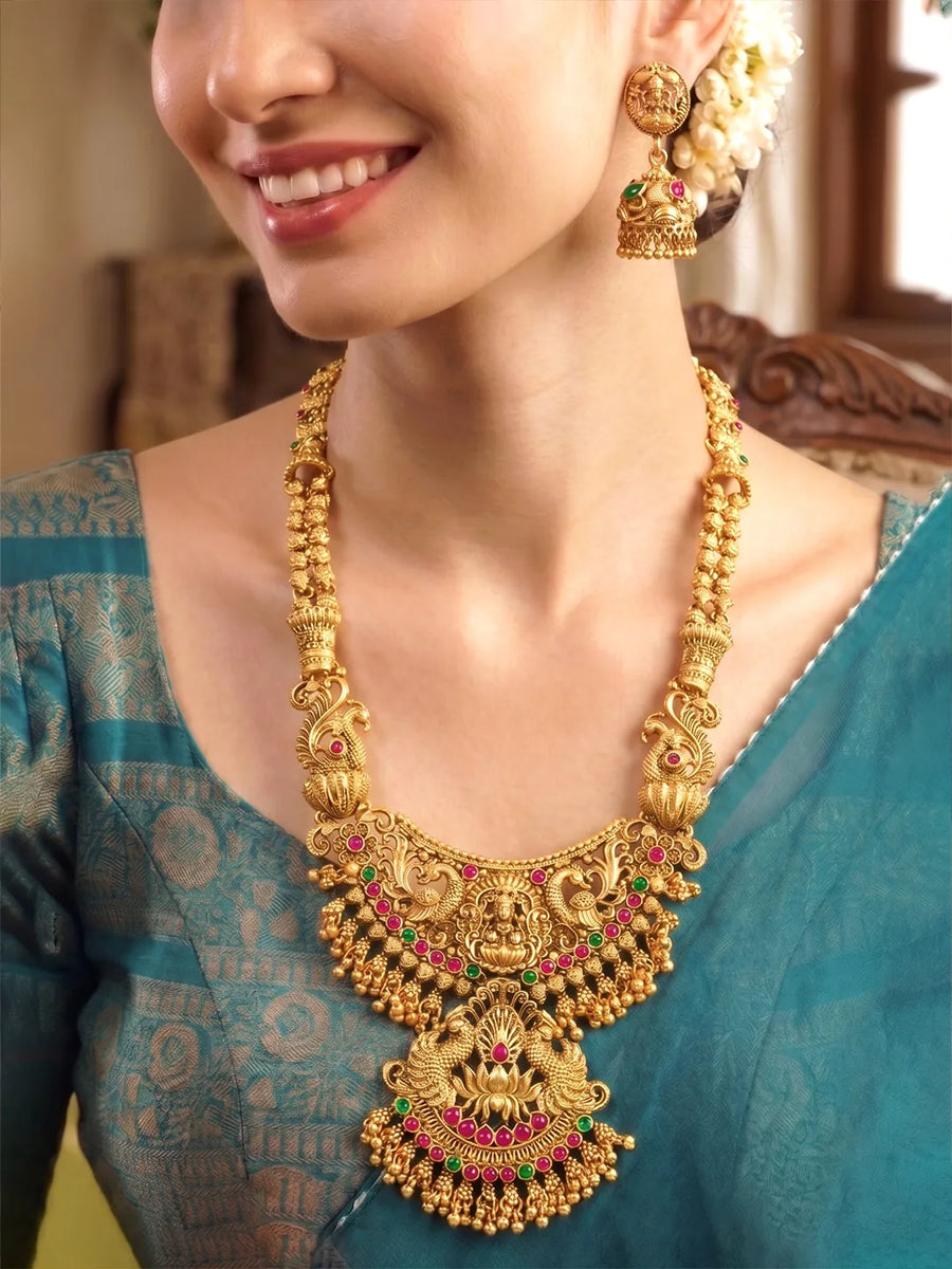 Peora Royal Bridal Necklace Set - Gold