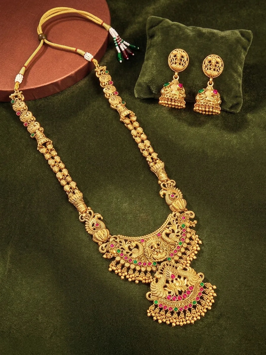 Peora Royal Bridal Necklace Set - Gold