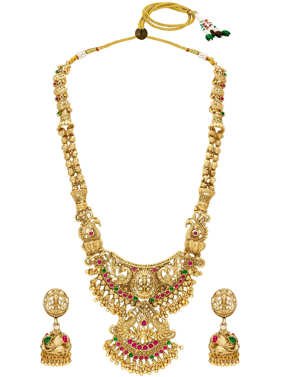 Peora Royal Bridal Necklace Set - Gold