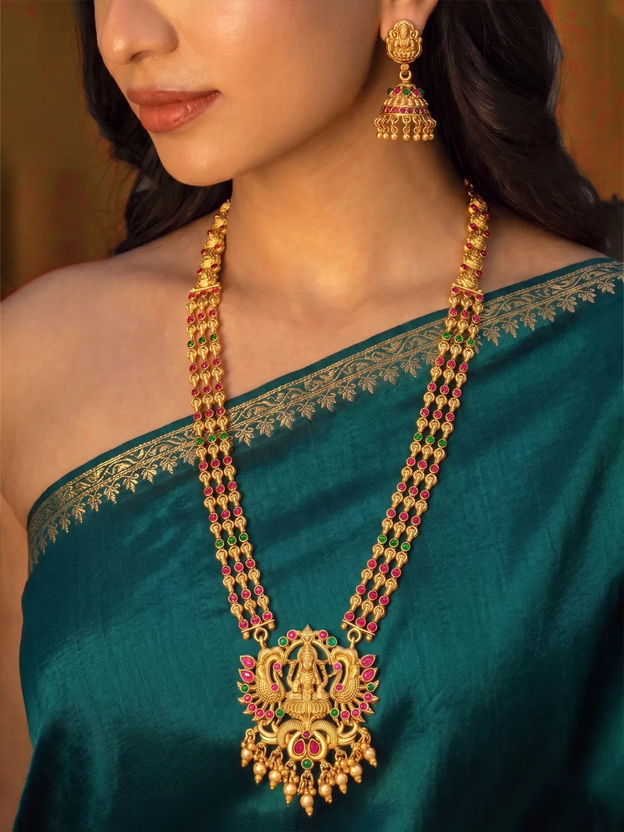 Peora Royal Heritage Bridal Necklace Set - gold