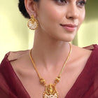 Peora Royal Temple Pearl Necklace Set - Gold
