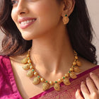 Gold Plated Green Mango Motif Necklace Set