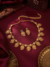 Gold Plated Green Mango Motif Necklace Set