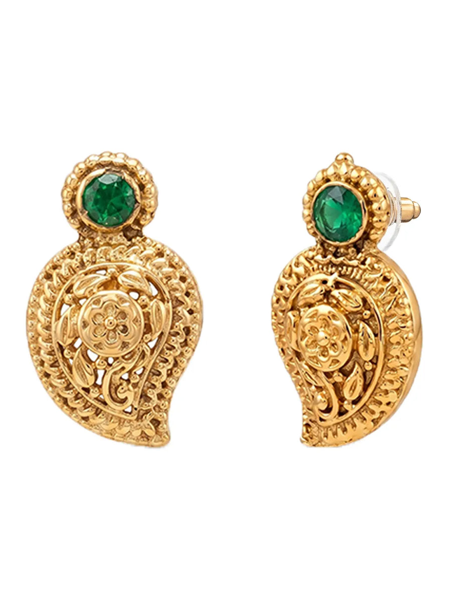 Gold Plated Green Mango Motif Necklace Set
