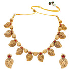 Gold Plated Ruby Mango Motif Necklace Set
