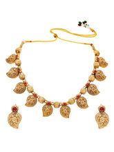 Gold Plated Ruby Mango Motif Necklace Set