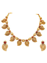 Gold Plated Ruby Mango Motif Necklace Set