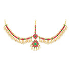 Peora Grand Bridal Ruby Green Matha Patti - Gold