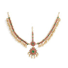 Peora Grand Bridal Ruby Green Matha Patti - Gold