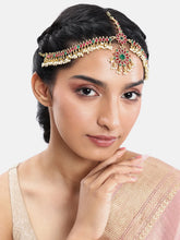 Peora Grand Bridal Ruby Green Matha Patti - Gold