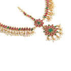 Peora Grand Bridal Ruby Green Matha Patti - Gold