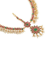 Peora Grand Bridal Ruby Green Matha Patti - Gold
