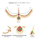 Peora Grand Bridal Ruby Green Matha Patti - Gold