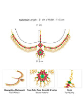 Peora Grand Bridal Ruby Green Matha Patti - Gold