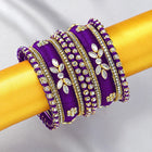 Gold Plated Purple Floral Stone Bangles